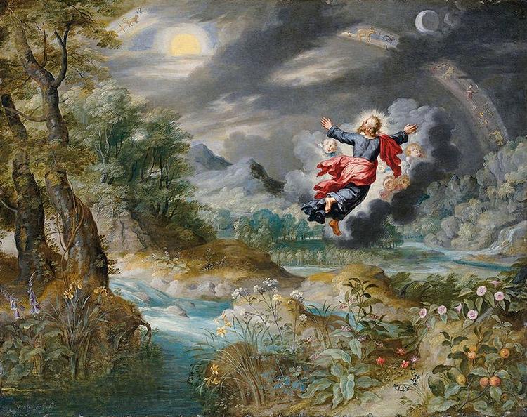 Jan Brueghel the Younger God creating the Sun, the Moon and the Stars Norge oil painting art